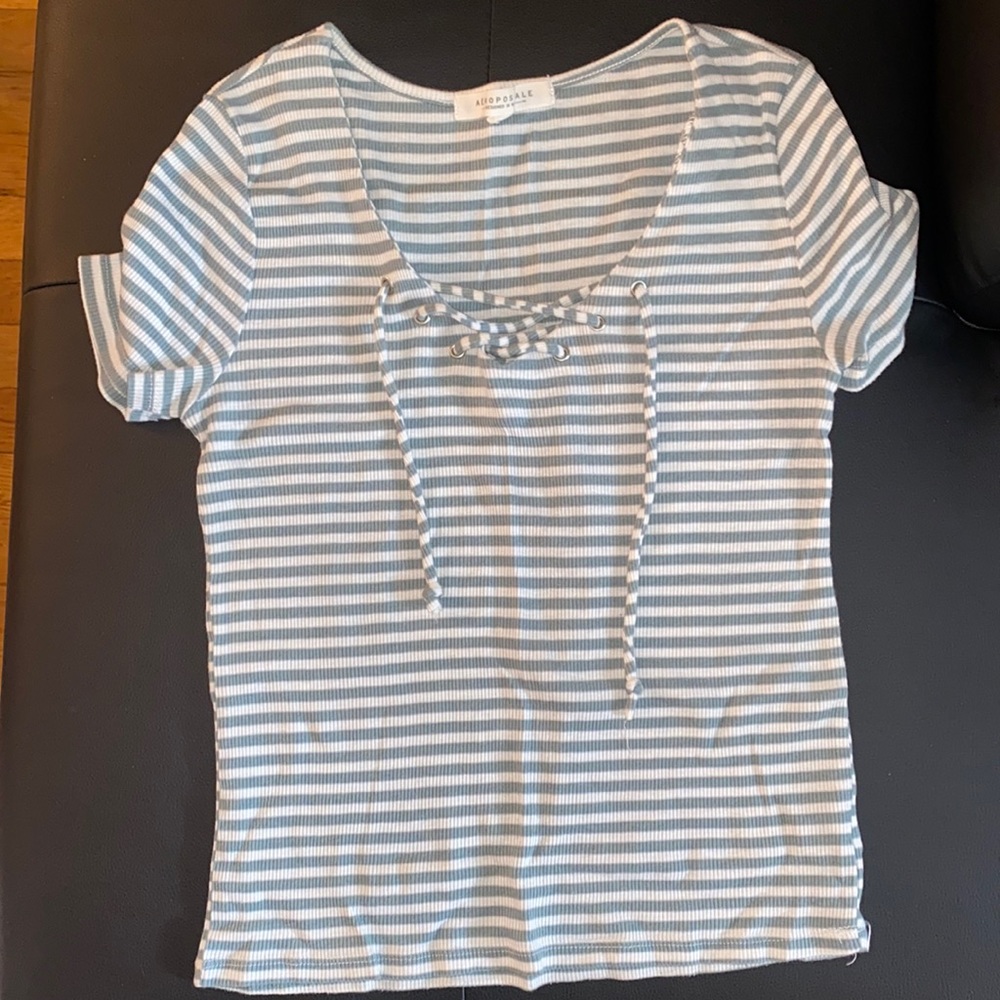 Aeropostale size M shirt! Color is white and light green stripes!